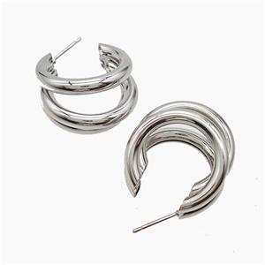 Copper Stud Earrings Platinum Plated, approx 25-30mm