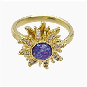 Copper Pendant Pave Zircon, Gold Plated, approx 15mm, 18mm dia
