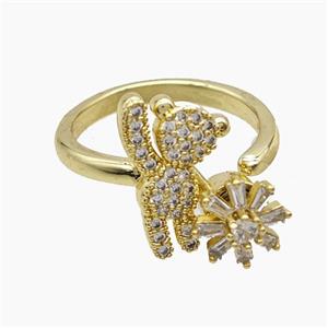 Copper Pendant Pave Zircon, Gold Plated, approx 11-16mm, 18mm dia