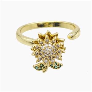 Copper Pendant Pave Zircon, Gold Plated, approx 6-8mm, 11mm, 18mm dia