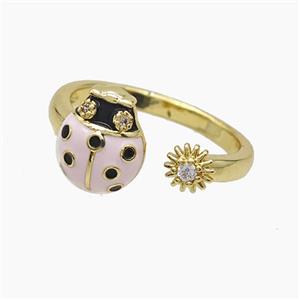 Copper Pendant Pave Zircon, Gold Plated, approx 5mm, 9-11mm, 18mm dia