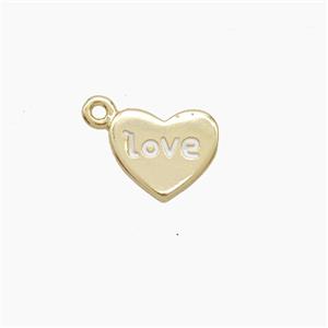 Copper Heart Pendant White Enamel Love Gold Plated, approx 8-10mm
