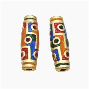 Copper Rice Beads Multicolor Enamel Large Hole Gold Plated, approx 9-27mm, 3mm hole
