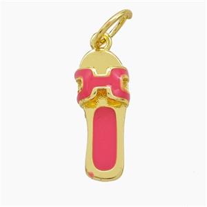 Copper Shoe Pendant Pink Enamel Gold Plated, approx 9-21mm