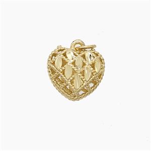 Copper Heart Pendant Hollow Gold Plated, approx 12mm