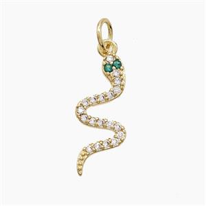 Copper Snake Pendant Pave Zirconia Gold Plated, approx 7-18mm