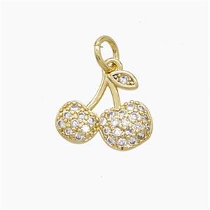 Copper Cherry Pendant Pave Zirconia Gold Plated, approx 12-13mm
