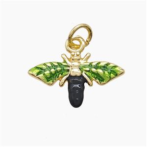 Copper Honeybee Pendant Green Painted Gold Plated, approx 10-17mm