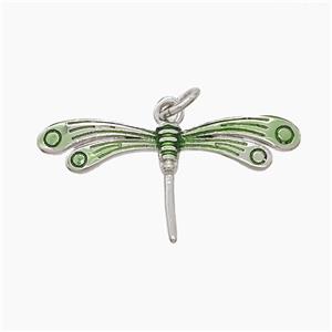Copper Dragonfly Pendant Green Painted Platinum Plated, approx 14-26mm