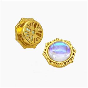 Copper Polygon Beads Pave Resin Gold Plated, approx 12mm