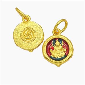 Copper Pendant Pave Zircon, Gold Plated, approx 12-13mm