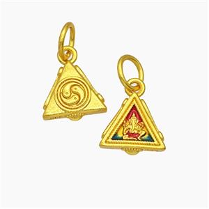 Copper Pendant Pave Zircon, Gold Plated, approx 12mm