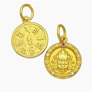 Tibetan Style Copper Amulet Pendant Buddha Gold Plated, approx 15mm