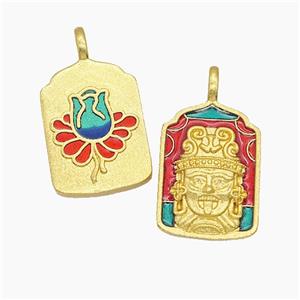 Tibetan Style Copper Buddha Pendant Amulet Painted Gold Plated, approx 14-25mm