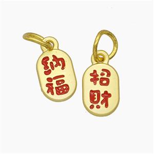 Enamel Copper Pendant, Gold Plated, approx 7-10mm
