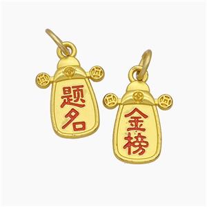 Enamel Copper Pendant, Gold Plated, approx 8.5-15mm