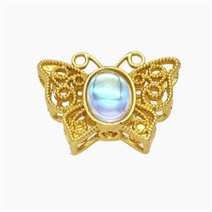 Copper Butterfly Beads Pave Resin Gold Plated, approx 15-20mm