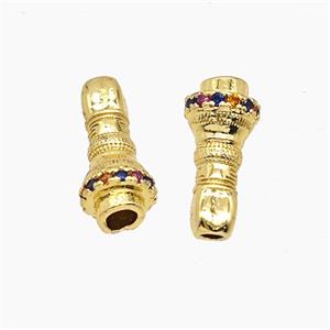 Copper Guru Beads Pave Rhinestone Gold Plated, approx 6-13mm