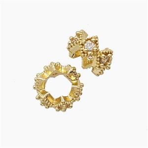Copper Bead Pave Zircon, Gold Plated, approx 9mm
