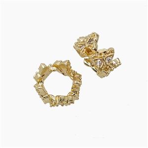 Copper Bead Pave Zircon, Gold Plated, approx 9.5mm