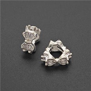 Copper Bead Pave Zircon, Silver Plated, approx 10mm