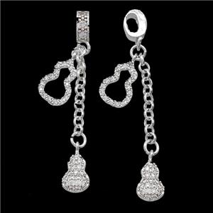 Copper Bead Pave Zircon, Silver Plated, approx 6-10mm, 8-12mm, 45mm length