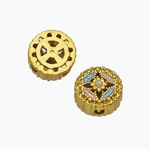 Copper Bead Pave Zircon, Gold Plated, approx 10mm
