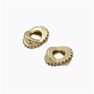 Copper Bead Pave Zircon, Gold Plated, approx 8.5-10mm, 4mm hole