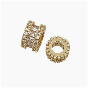 Copper Bead Pave Zircon, Gold Plated, approx 8mm, 4mm hole