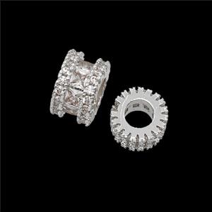Copper Bead Pave Zircon, Gold Plated, approx 8mm, 4mm hole
