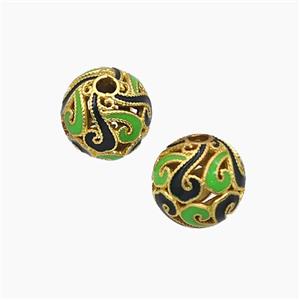 Copper Bead Pave Zircon, Gold Plated, approx 10mm dia