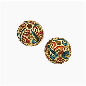 Copper Bead Pave Zircon, Gold Plated, approx 10mm dia