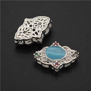 Copper Bead Pave Zircon, Silver Plated, approx 11-16.5mm