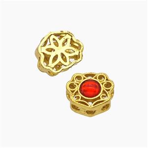 Copper Bead Pave Zircon, Silver Plated, approx 9-10mm