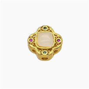 Copper Bead Pave Zircon, Silver Plated, approx 11mm