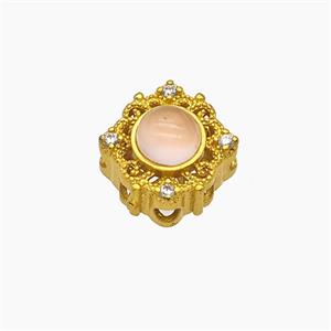 Copper Bead Pave Zircon, Silver Plated, approx 11-13mm