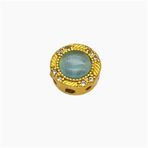 Copper Bead Pave Zircon, Silver Plated, approx 10mm