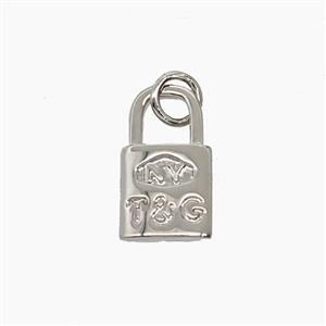 Copper Lock Pendant Platinum Plated, approx 8-14mm