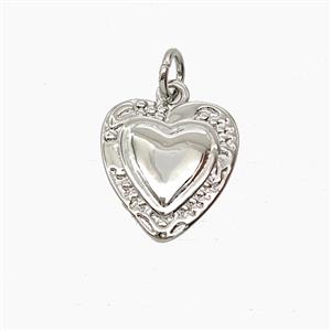 Copper Heart Pendant Platinum Plated, approx 12-13mm