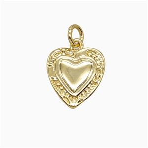 Copper Heart Pendant Gold Plated, approx 12-13mm