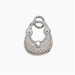 Copper HandBag Pendant Platinum Plated, approx 11-14mm