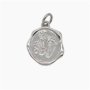 Copper Hand And Foot Pendant Sun Platinum Plated, approx 13mm