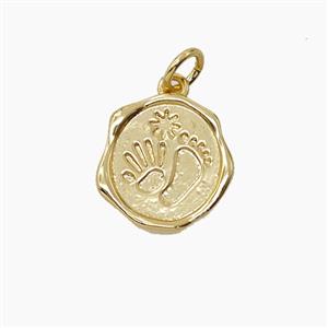 Copper Hand And Foot Pendant Sun Gold Plated, approx 13mm