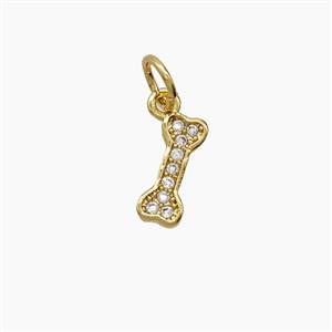 Copper Dogbone Pendant Pave Zirconia 18K Gold Plated, approx 4-9.5mm