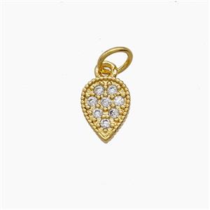 Copper Teardrop Pendant Micropave Zirconia 18K Gold Plated, approx 6-9mm