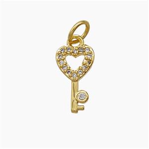 Copper Pendant Pave Zircon, Gold Plated, approx 7-12mm