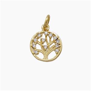 Copper Pendant Pave Zircon, Gold Plated, approx 10.5mm