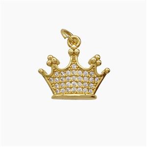 Copper Crown Pendant Pave Zirconia 18K Gold Plated, approx 12-15mm