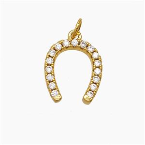 Copper Horseshoe Pendant Pave Zirconia 18K Gold Plated, approx 13.5-15mm