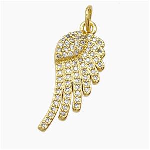 Copper Angelwings Pendant Pave Zirconia 18K Gold Plated, approx 9-20mm